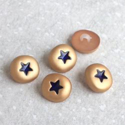 マットな金色の星のボタン(3個)ブルー　フランス製 1枚目の画像