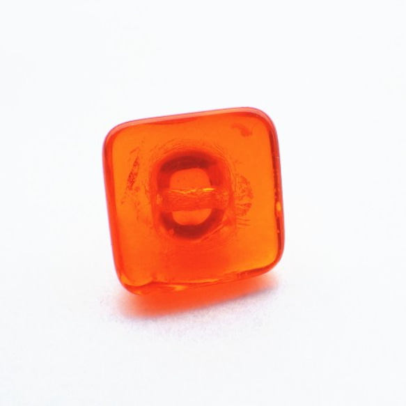 ヴィンテージガラスボタン（3個） オレンジ 4枚目の画像