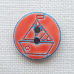 ヨットのボタン(3個)　オレンジ×ターコイズ 2枚目の画像