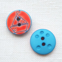 ヨットのボタン(3個)　オレンジ×ターコイズ 3枚目の画像