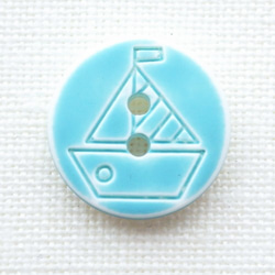 ヨットのボタン(3個)　水色×白 2枚目の画像