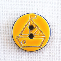 (3個) 15mm ヨットのボタン 黄色×ネイビー フランス製 2枚目の画像