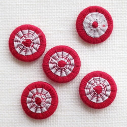 チェコの糸ボタン15mm　深紅とグレー（4個) 1枚目の画像