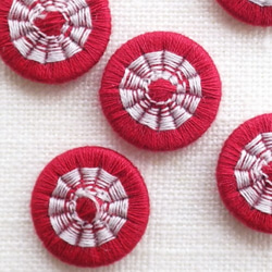 チェコの糸ボタン15mm　深紅とグレー（4個) 2枚目の画像