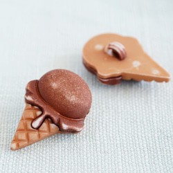 (2個) 21mm アイスクリームのボタン チョコレート USA ＊ 入園グッズ 3枚目の画像