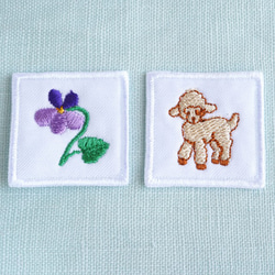 (2枚) 3cm ハンガリー製ワッペン【すみれ】タグ、入園グッズに♪　*スミレ 2枚目の画像