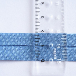 (1.5m) コットンリネン 両折バイアステープ 20mm ブルー ＊ 綿麻 水色 6枚目の画像