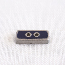 (3個) 17mm 長方形のボタン フランス製 ネイビー × シルバー 2枚目の画像