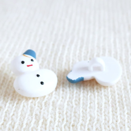 2個) 17mm 雪だるまのボタン ドイツ製 ＊ ハンドペイント、子ども服