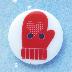 (3個) 23mm 赤いハートのミトンのボタン イギリス製 ＊　手袋、子ども服 1枚目の画像