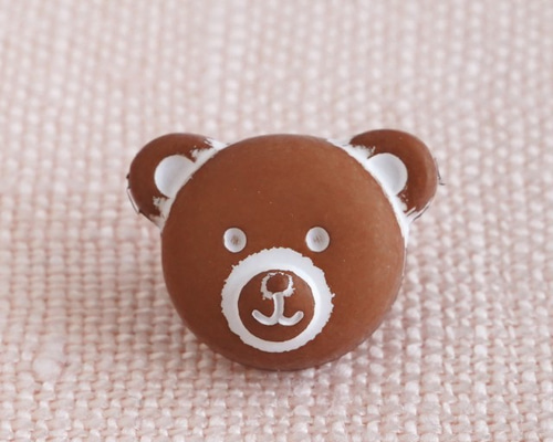 3個) 12mm くまちゃんのボタン フランス製 ＊ クマ、茶色、入園 
