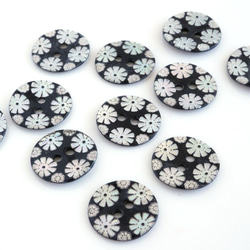 (2個) 15mm 花柄 貝ボタン 黒 フランス製＊天然素材 シェルボタン ブラック 3枚目の画像