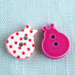 (2個) 15mm てんとう虫のボタン ピンク フランス製　＊　フューシャ　女の子服　入園 6枚目の画像