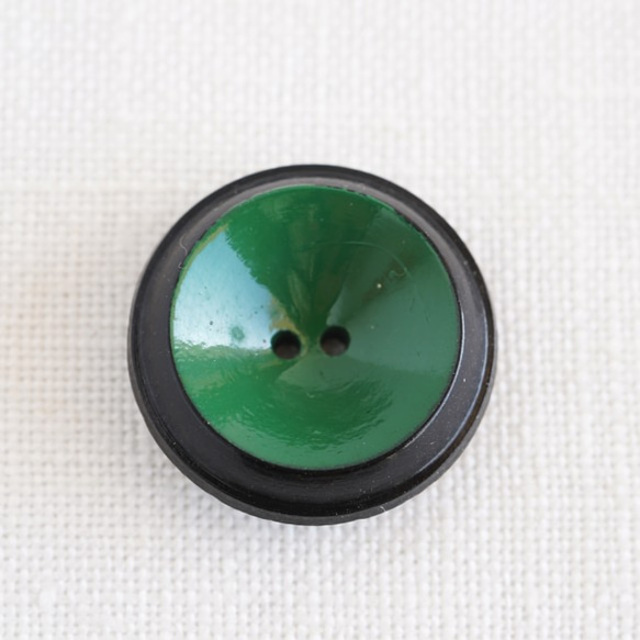 (2個) 20mm ヴィンテージボタン　グリーンと黒　イタリア製　＊　緑 4枚目の画像