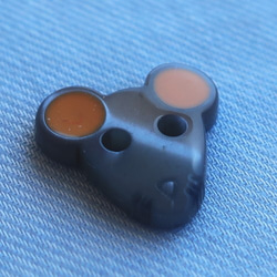 (2個) ねずみのボタン・小・オレンジ耳　フランス製 3枚目の画像