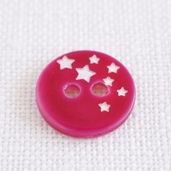 (2個) 12mm 星柄の貝ボタン フューシャピンク フランス製 ＊ 女の子 天然素材 2枚目の画像