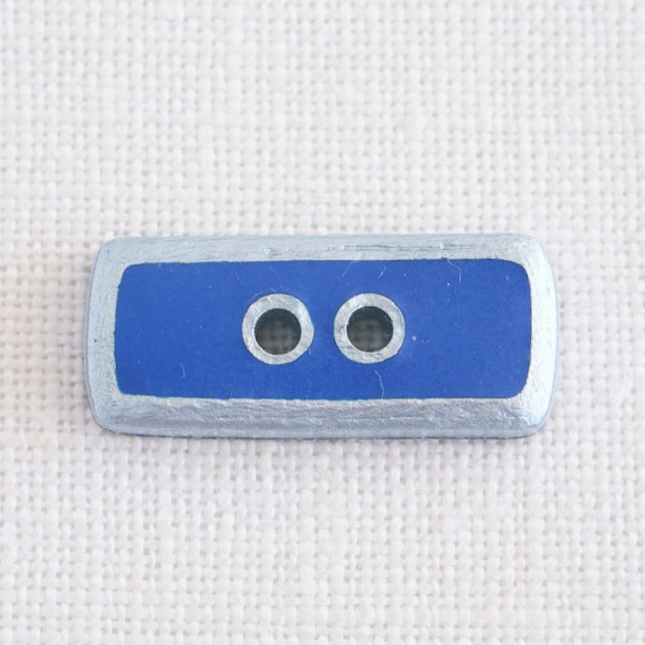 (3個) 22mm フランス製 長方形のボタン　ブルー　 2枚目の画像
