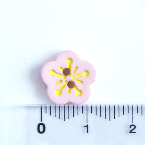 (3個) 12mm 桃の花のボタン　ピンク　フランス製 4枚目の画像