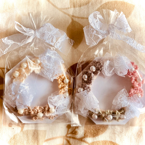 レースと花モチーフのシュシュ2個セット シュシュ nonkosan 通販