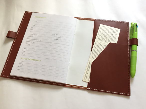 B6手帳カバー イタリアのベジタブルカーフ ブラウン 3枚目の画像