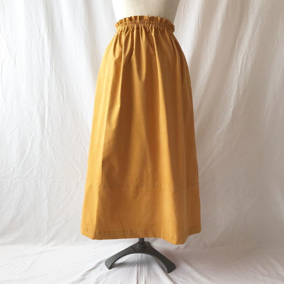 はきやすくてフレンドリーな裾切替スカート：85cm丈（シャツコール：マスタード） 3枚目の画像