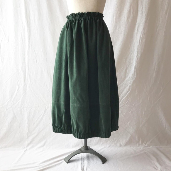 森の香りのバルーンスカート（80cm丈）（シャツコール：モスグリーン） 3枚目の画像