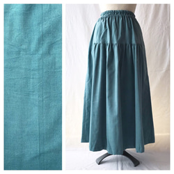 溫暖的基本燈芯絨分層裙（藍綠色） 第1張的照片