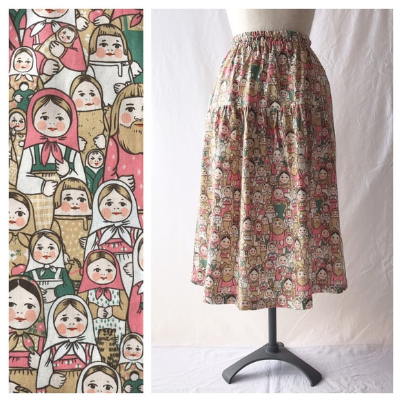 75cm長度：俄羅斯套衫緊身分層裙（粉色） 第1張的照片
