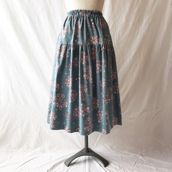 75厘米長度：無需修復小件的分層裙（小花束：天藍色） 第2張的照片