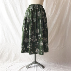 75厘米長：小人的小層裙（小花束：深綠色） 第2張的照片