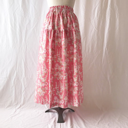 suzu 様専用ページ【和柄】はんなりと華やかなティアードスカート（さくらさくら：桜色） 3枚目の画像