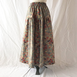 [日本圖案] Hannari和現代分層裙子（開花風格：灰色） 第3張的照片