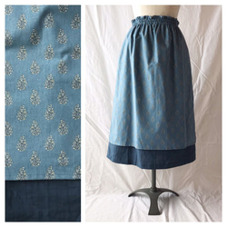 [表面至上原理]成人圍裙裙：75厘米（法國花：藍色） 第1張的照片