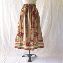【和柄】はんなりと可愛い裾切替スカート：80cm丈（レンガ） 3枚目の画像