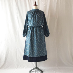 [皮膚的光滑度]野上見的圍裙裙：75厘米（藍色） 第5張的照片