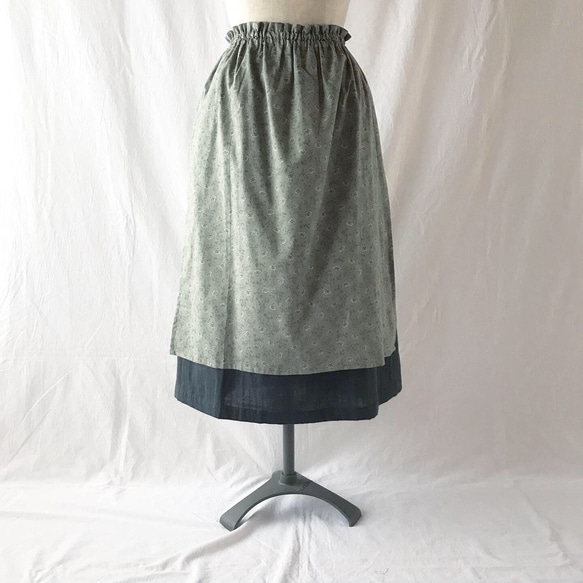 [皮膚的光滑度]野上見的圍裙裙：75厘米（苔綠色） 第3張的照片