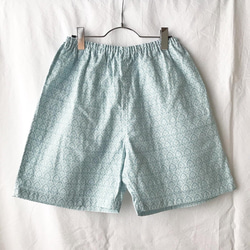 郵袋和配套套裝★免費送貨★可愛的寬鬆短褲：L（乳白色藍色錦緞） 第1張的照片