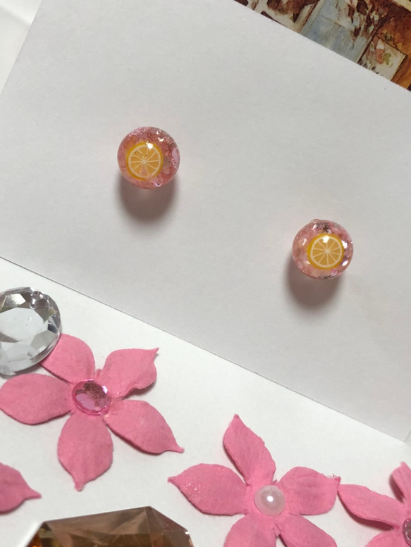 【送料無料】桜のピンクレモネード/ピアス 2枚目の画像