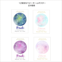 12星座別ベビーネームポスター（オーダー命名書）　＜Pink & Purple＞ 4枚目の画像