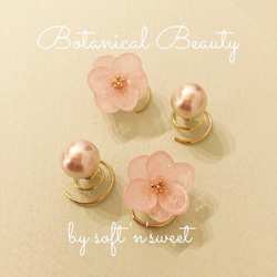 【送料込】【Botanical Beauty】桜アジサイ×パール ヘアピアス 2枚目の画像