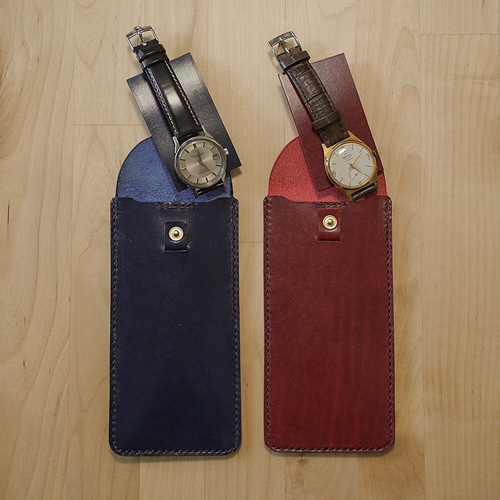 BOSPHORUS LEATHER 時計ケース グリーン レッド BOSPHORUS LEATHER 時計ケース グリーン レッド