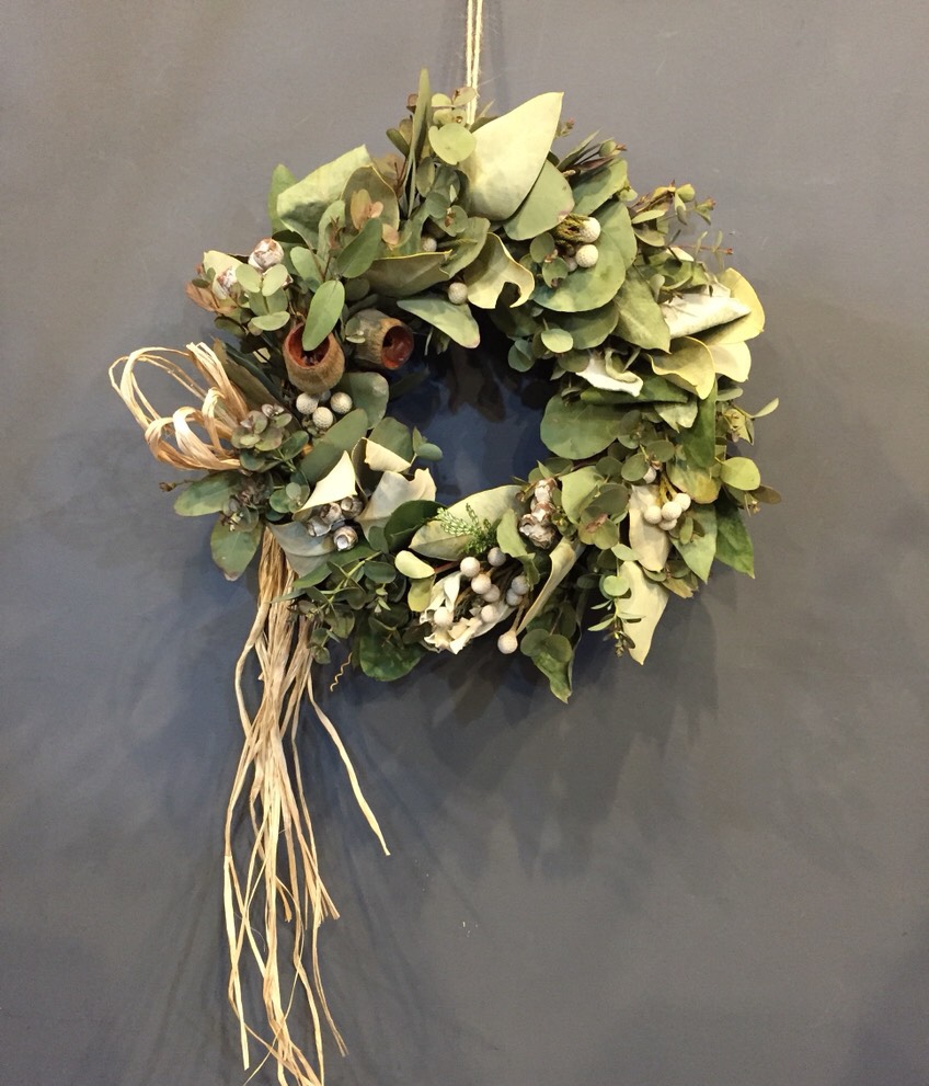 ユーカリ　ナチュラルリース　ドライフラワーリース ユーカリとスターチスのナチュラルあじさいリース*ドライフラワー