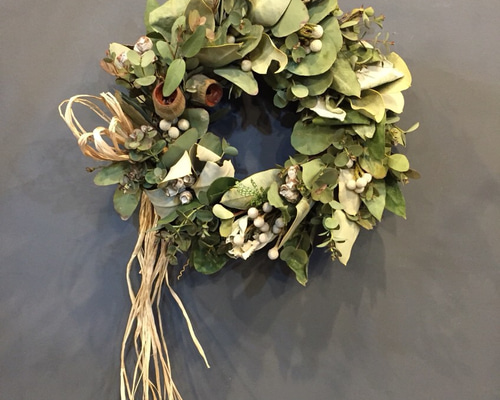 ドライフラワーリース　ドライフラワースワッグ　ユーカリリース ドライフラワーリース＊ユーカリ＊ リース ノスタルジックの森 通販