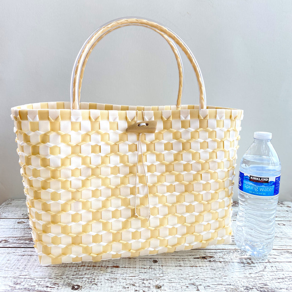 バレリア❤️です。　プラかごバッグ ハンドメイド Mサイズ プラかごバッグ ハンドメイド バスケット プラカゴ