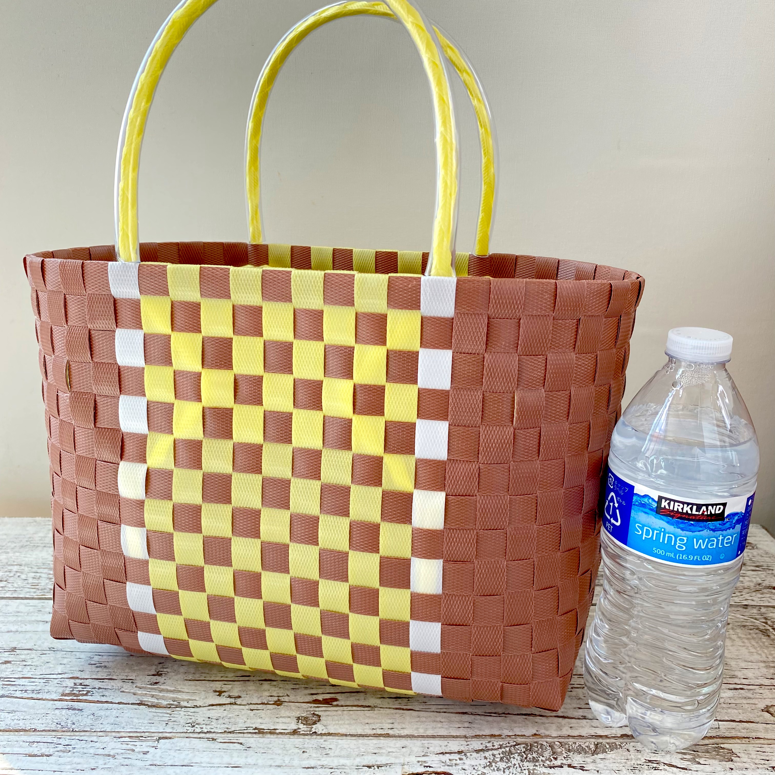 バレリア❤️です。　プラかごバッグ ハンドメイド Mサイズ プラかごバッグ ハンドメイド バスケット プラカゴ