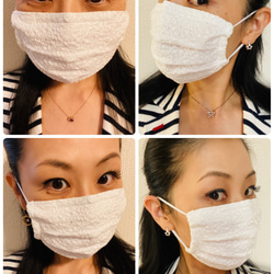 プリーツマスク　接触冷感　夏マスク　送料無料　おしゃれ　布マスク　ノーズワイヤー　メンズ　ドット　水玉 3枚目の画像