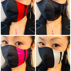 モード系　送料無料　おしゃれ　ストライプ　布マスク　大きめ　立体マスク　メンズマスク　リボンマスク 8枚目の画像