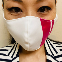 新作　送料無料　おしゃれマスク　ストライプ　布マスク　大きめ　立体マスク　可愛い　ピンクリボン　リボンマスク 4枚目の画像