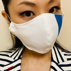 送料無料　おしゃれマスク　ストライプ　布マスク　大きめ　立体マスク　可愛い　ブルーリボン　メンズマスク　リボンマスク 7枚目の画像