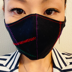 送料無料　布マスク　大きめ　立体マスク　フィルターポケット　メンズ　フランケンマスク　秋冬マスク 5枚目の画像